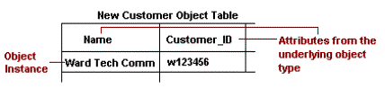 Diagram shows portion of New Customer Object Table